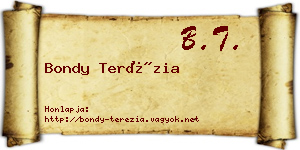 Bondy Terézia névjegykártya